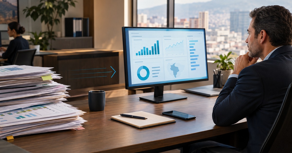 Escena editorial sobre Automatización de reportes y dashboards para dirección