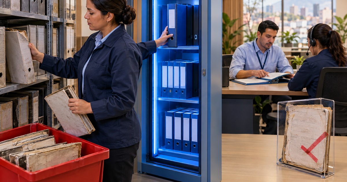 Escena editorial sobre Bases de conocimiento para IA empresarial