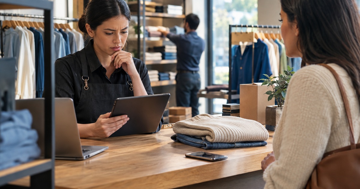 Escena editorial sobre IA para retail: cómo evitar errores de inventario